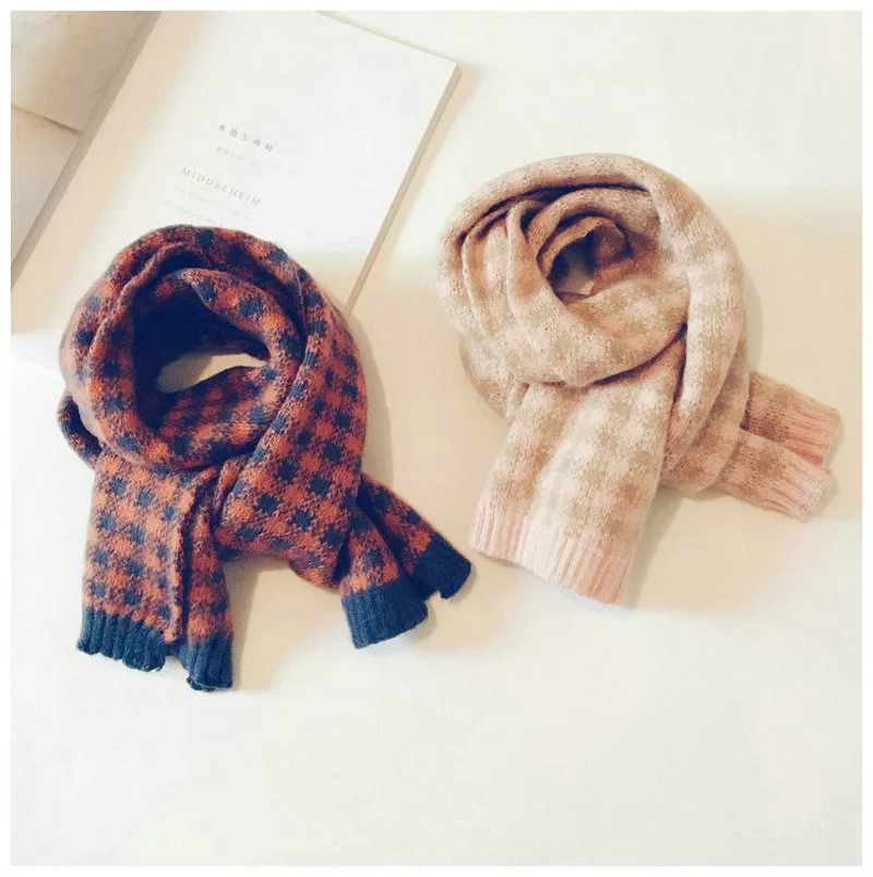 Корейский вязаный шерстяной плед пэчворк мягкий теплый осень зима толстые дети