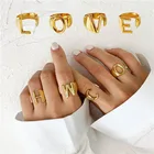 Кольцо женское регулируемое, золотого цвета, A-Z, кольца с буквами