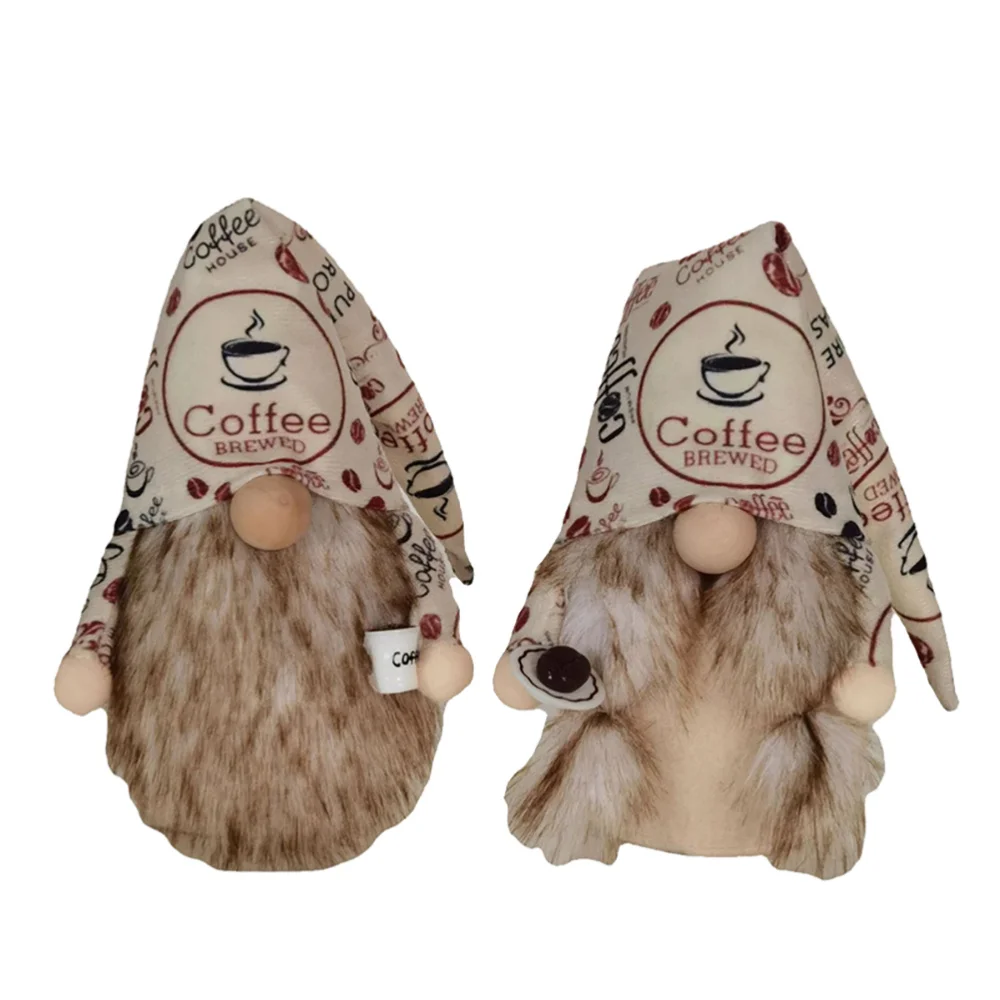 

2pcs Delicate Coffee Design Doll Ornaments Lovely Facelass Dolls Decorations