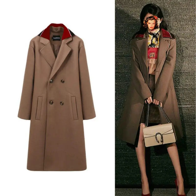 Loose Wool Coat Women's Autumn And Winter Jackets Medium Length Outerwear Brand Quality Wool Trench Lady Long Woollen Coat