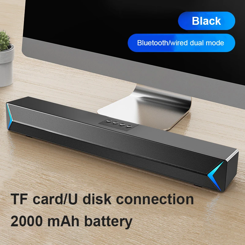 

Wireless Sound Bar Speaker Bluetooth 5.0 PC Theater Aux 3.5mm Wireless Home SoundBar Stereo Smart Speaker With 2000mAh Battery