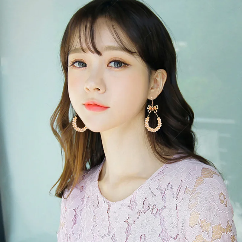 

New fashion ladies crystal earrings rhinestone earrings bow earrings colorful retro jewelry Christmas gifts