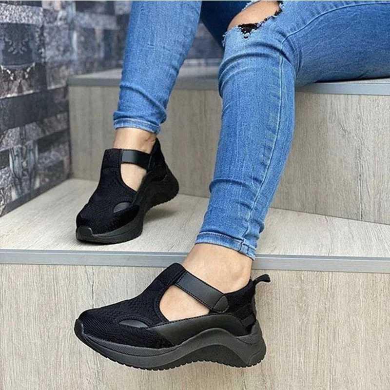 

New Summer Shoes For Women Sneakers Mesh Comfortable Casual Wedge Low Heels Soft Thick Bottom Ladies Platform