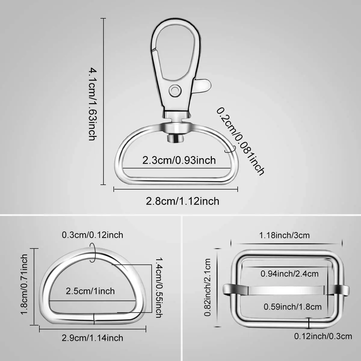 Металлический вращающийся брелок Крючки с d кольцами и скользящей пряжкой