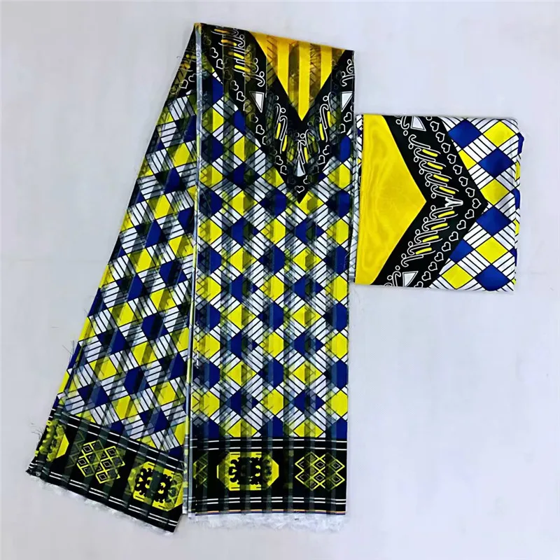 

dashiki African print Pattern Silk Material Soft Ankara Prints 4yards organza matching 2yards ribbon silk