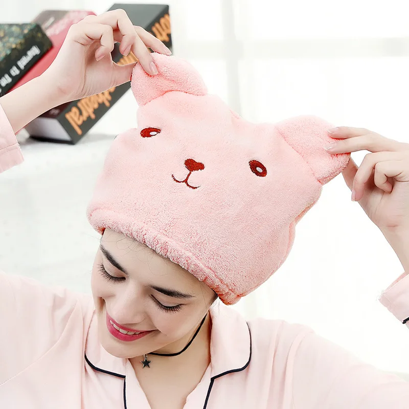 

Creative cartoon bath cap super absorbent quick drying bag headband bathroom lovely animal adult thickened head wiping dry hair
