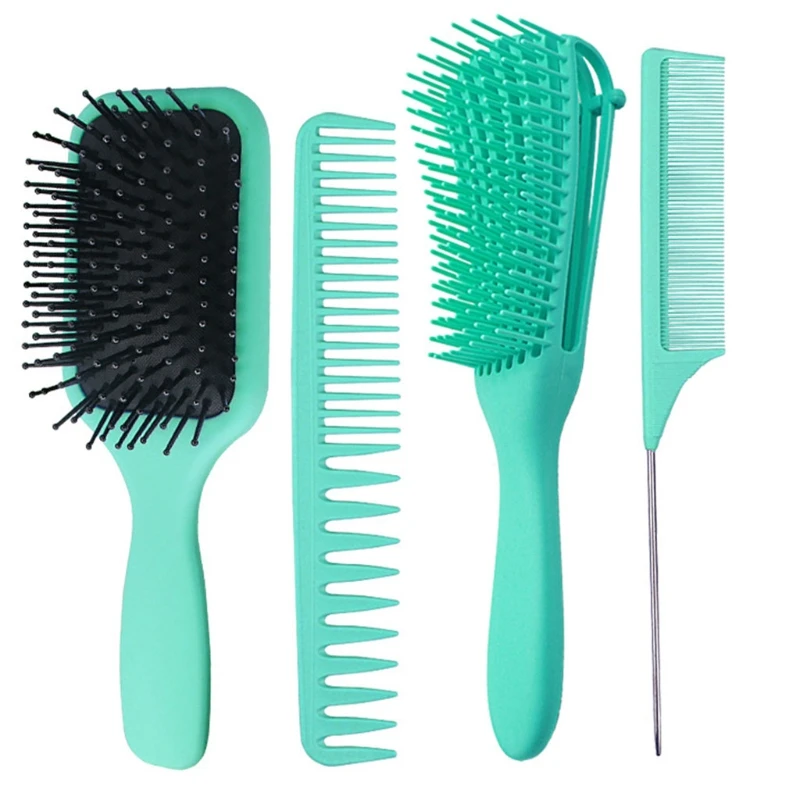 

Hair Brush Set For Women 4PCS with Detangling Paddle Brushes and Hair Combs X7YB