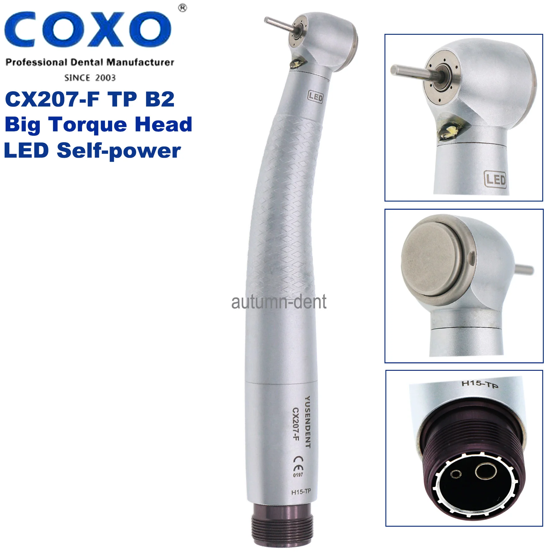 

COXO YUSENDENT LED E Generator Dental Self Power High Speed Air Turbine Big Torque Head Handpiece 2 Holes Fit NSK PANA MAX Type