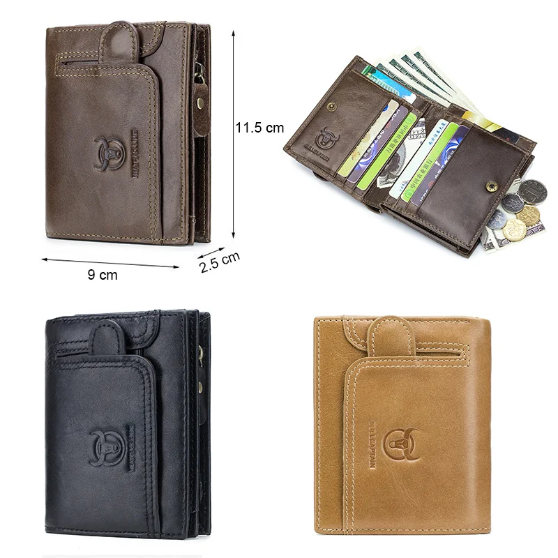 BULLCAPTAIN 100% натуральная кожа мужской Rfid кошелек многофункциональная сумка для