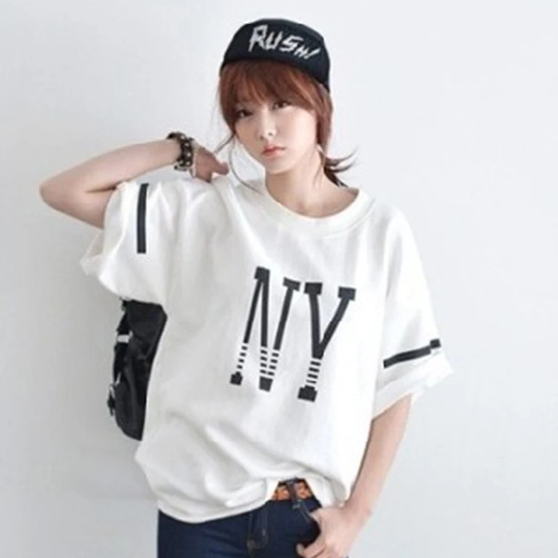 

New T-Shirt Women Spring And Summer New Simple Personality Letter O-Neck Casual Tops Short-Sleeved T-Shirt Female Hot Sell 2019