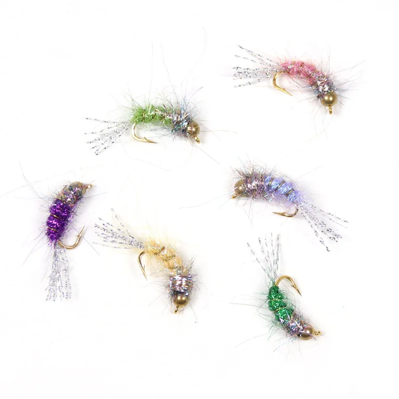 12 шт #12 рыболовные крючки в виде мухи для ловли форели приманки BeadHead Nymphs розовый