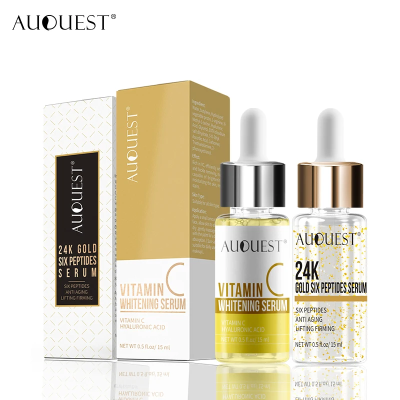 

AuQuest Vitamin Facial Serum 24K Gold Whitening Face Serum Liquid Solution Wrinkle Anti-aging EssentialMoisturizer Face Care