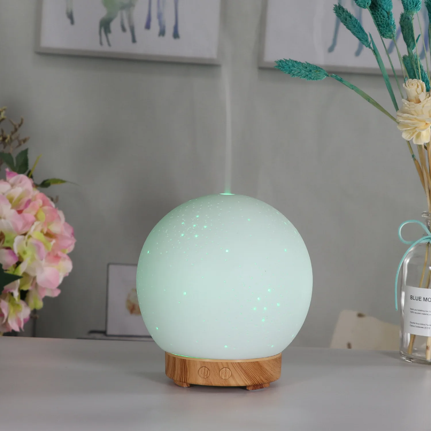 

Air Colorful Ball Light Diffuser Mute Household Horizontal Lunar Aroma Diffuser Lamp Essential Oil Burner Incense Burner Ceramic