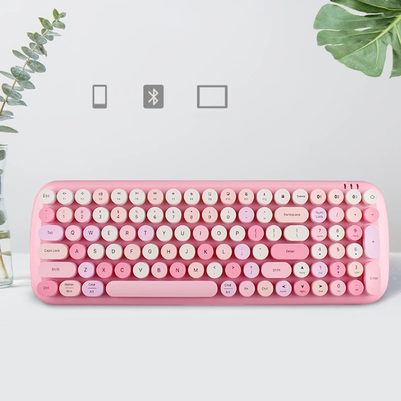 

2.4G Wireless Bluetooth Keyboard Sweet Color Prismatic 83-Keys Silent Keyboard