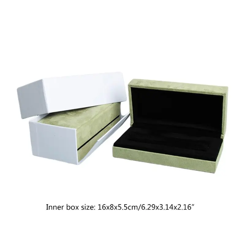 

Suede Bracelet Box Double Ring Display Holder with Lid Ring Box Holder for Gift
