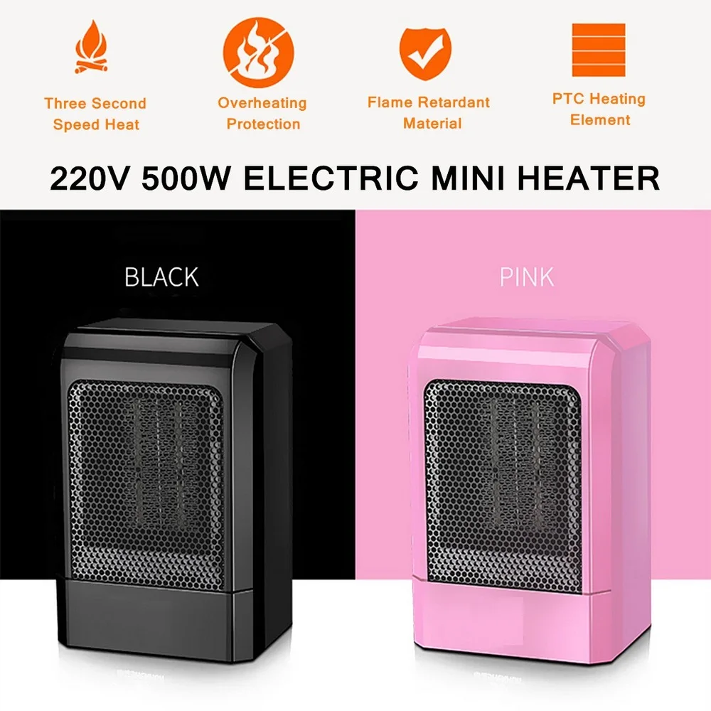 

Mini Heater 500W Portable Electric Fan Space Winter Warm Home Office Office Small PTC Ceramic Electric Heater Energy Saving
