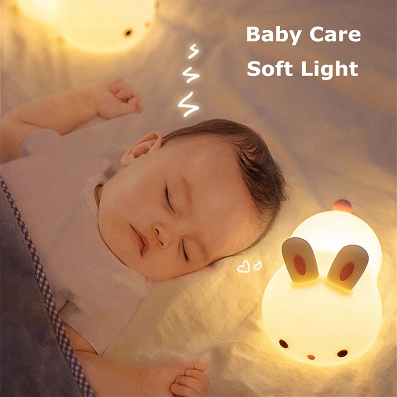 

Touch Rabbit Night Lights Silicone Dimmable USB Rechargeable Lamp For Baby Gifts