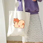 Холщовая Сумка-тоут Kpop для женщин, милые экологически чистые многоразовые сумочки для покупок с забавными животными и графическим рисунком для девушек