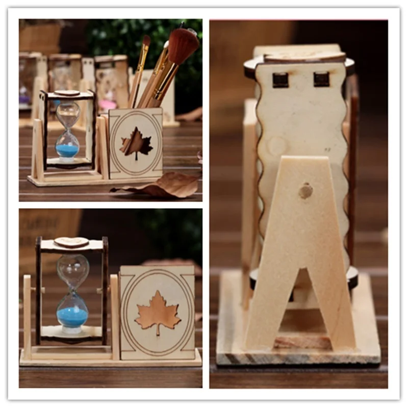 Подставка для ручек простая деревянная Одиночная ручка песочных часов держатель