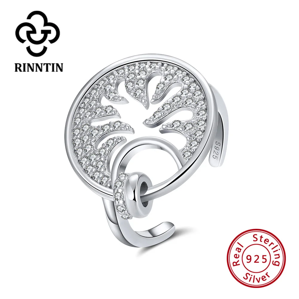 Rinntin Real 925 Sterling Silver Women Rings Original Design Adjustable Dreamcatcher Ring AAA Zircon Party Jewelry TSR102 | Украшения и