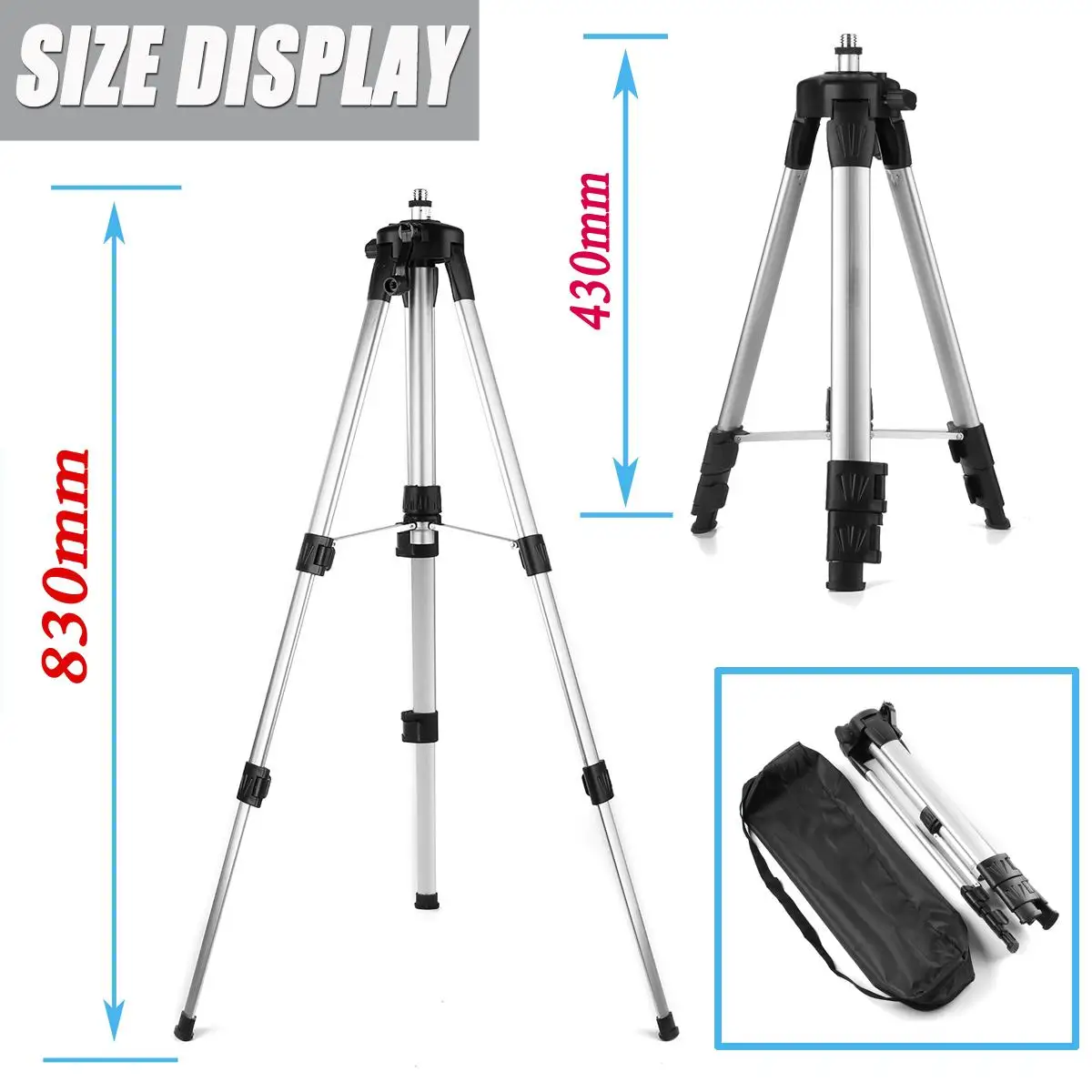 

Adjustable Laser Level Tripod Rod Leveling Bubble 1/4 Inch Travel Camera Tripod with Extension Height Line Level Tools