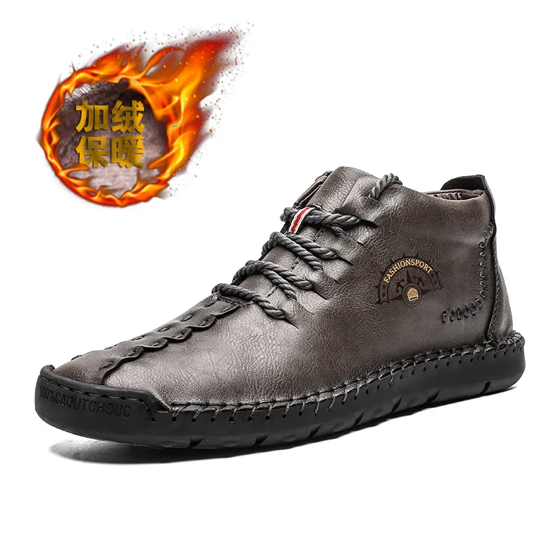 

High Quality Genuine Leather Men Boots Fashion Zipper Shoes Male Cow Leather Man Brown Ankle Boots 2019 Autumn Plus Size 38-48