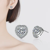 wangaiyao fashion inlaid zircon earrings female heart shaped zircon earrings earrings temperament earrings