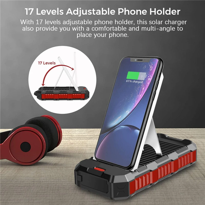 

30000mAh Solar Power Bank Fast Qi Wireless Charger For iPhone Xiaomi Samsung Powerbank External Battery Poverbank LED Flashlight