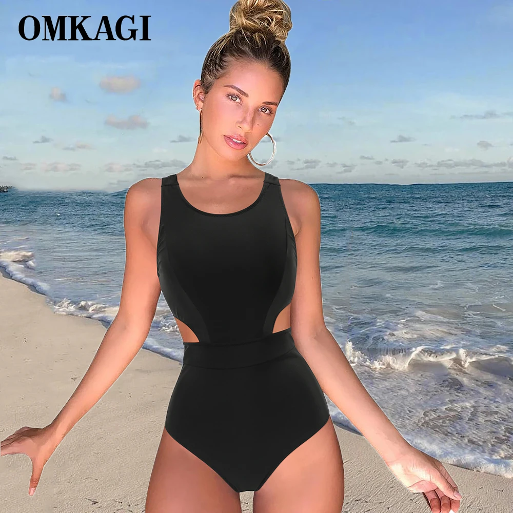 

OMKAGI купальники женские 2022 цельный купальник пуш-ап Пляжная одежда купальный костюм Монокини XL Высокая талия цельный купальник женский