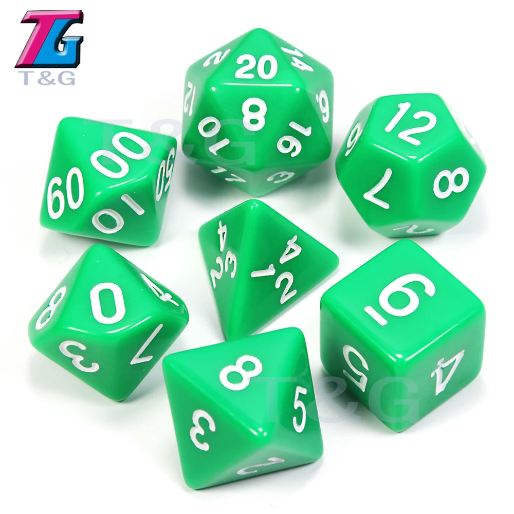 Высокое качество 15 цветов 7 шт./компл. акриловые многогранные TRPG игры для Подземелья и Драконы непрозрачные D4-D20 мульти стороны кости поп для игры