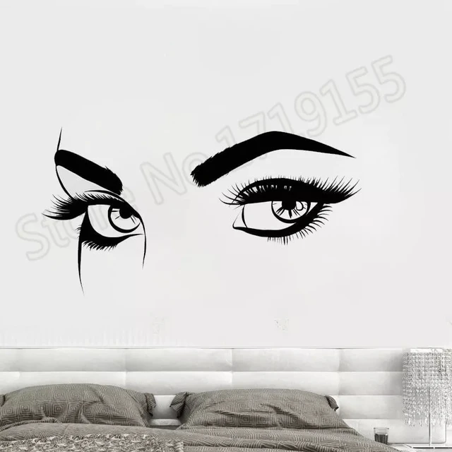 Fashion Girls Lash Brows Eyes Wall Stickers Living Room Decoration