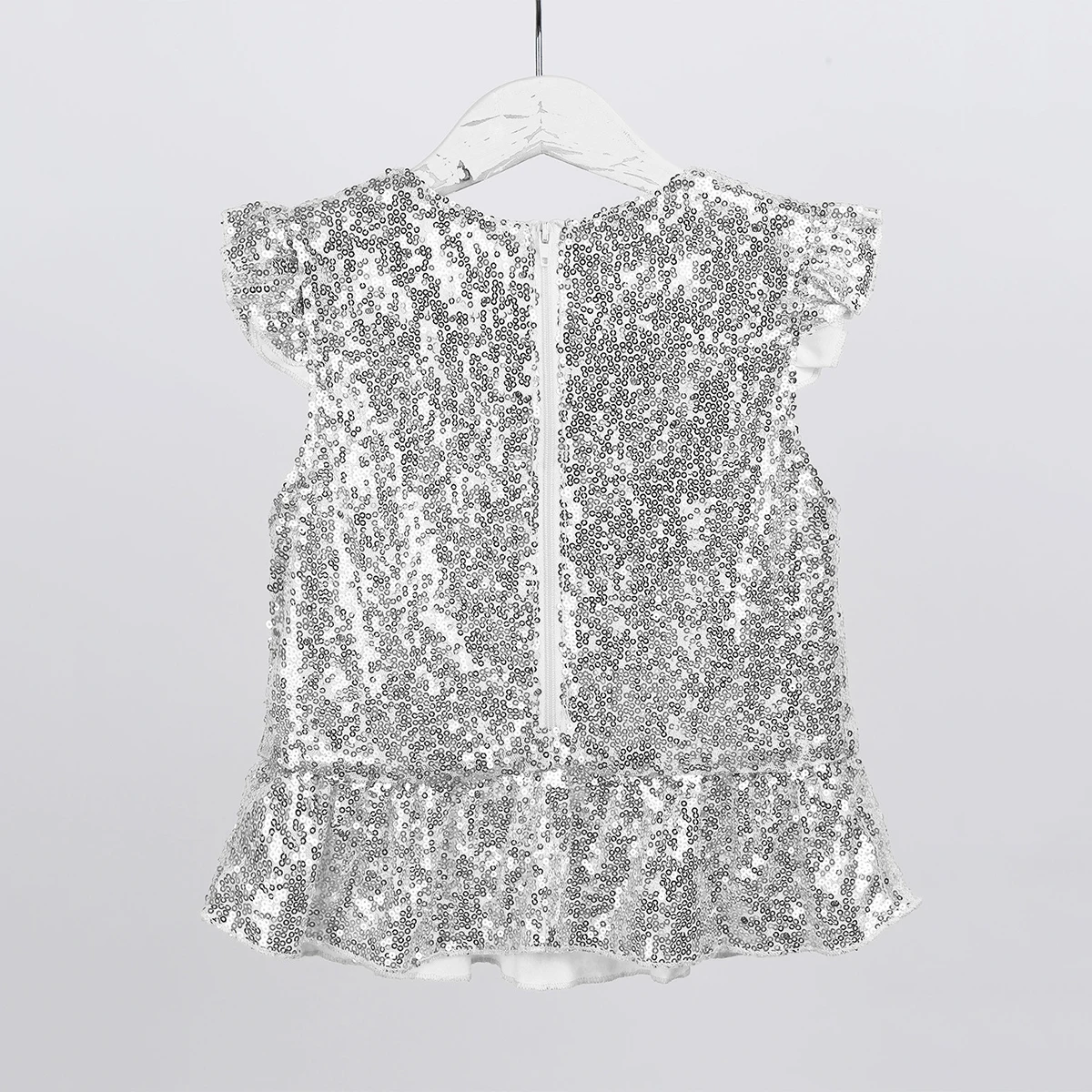 Детский костюм русалочки для девочек блестящий короткий топ с рукавами баской и