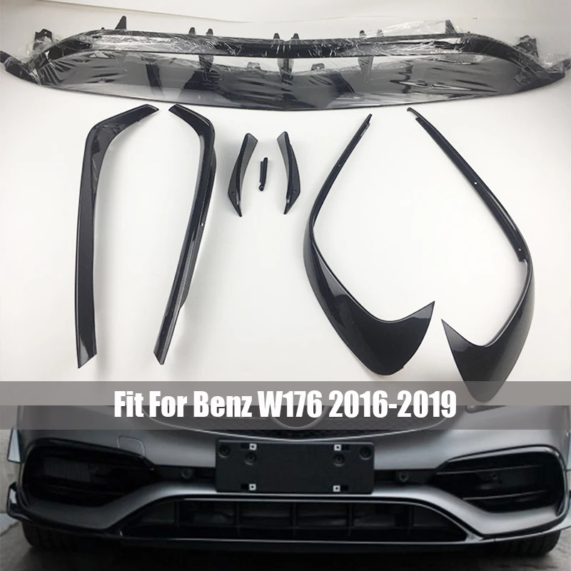 

Wind knife For Benz A Class W176 A200 A250 A45 2016 2017 2018 2019 8PCS Front Anterior lip Splitters Side Bumper Trims abs