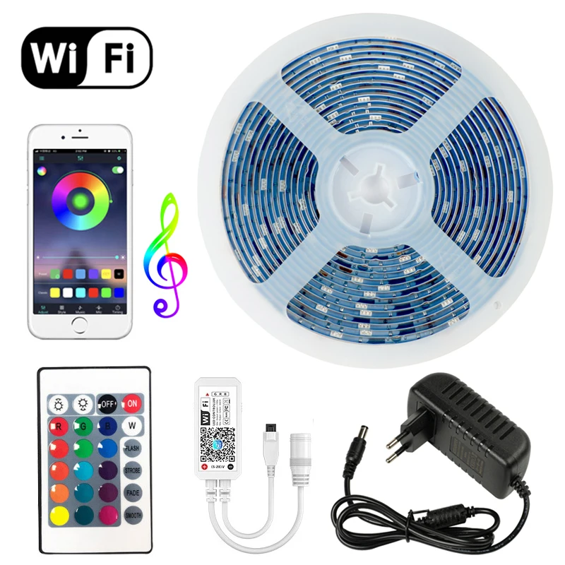 

RGB 5050 Flexible Tape Luces Led Strips Light Bluetooth WIFI Tape Diode 12V 5M-20M Decorative Backlight TV Computer Bedroom