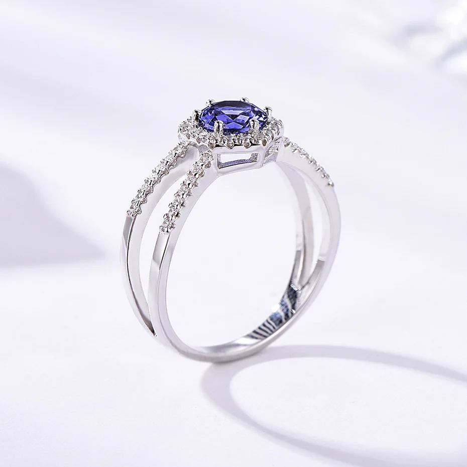 Женские кольца kuolit Tanzanite кольцо из стерлингового серебра 925 пробы с драгоценными