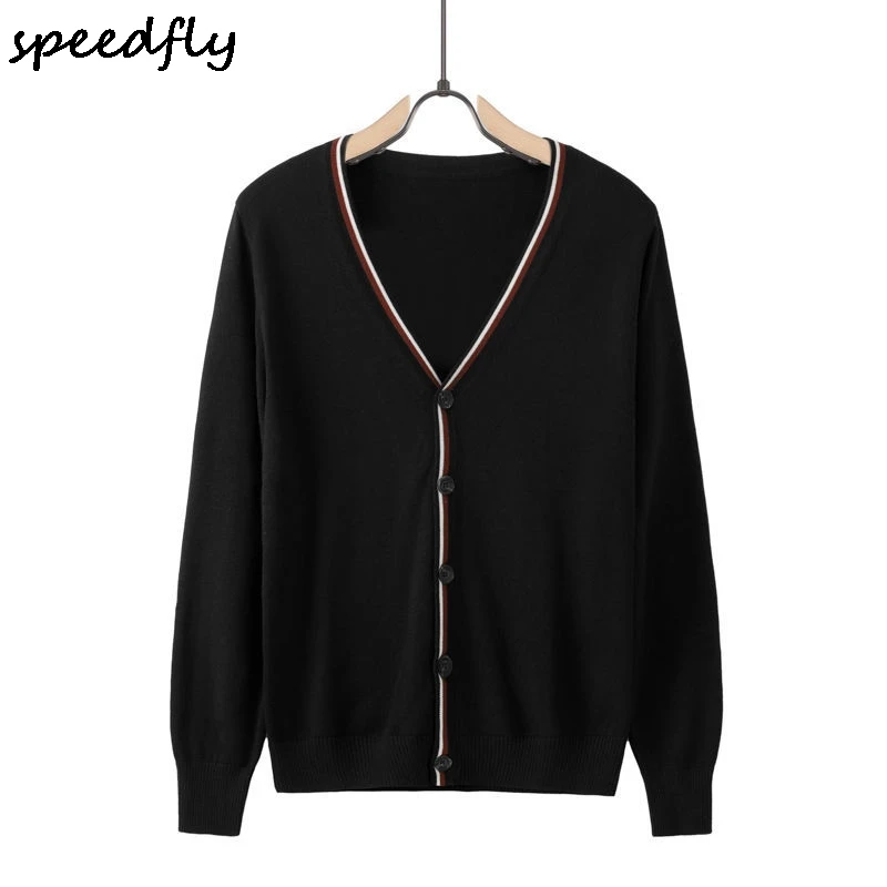 

Новинка для отдыха с V-образным вырезом, корейская мода, универсальный свитер-пальто на пуговицах с длинным рукавом для людей среднего возра...