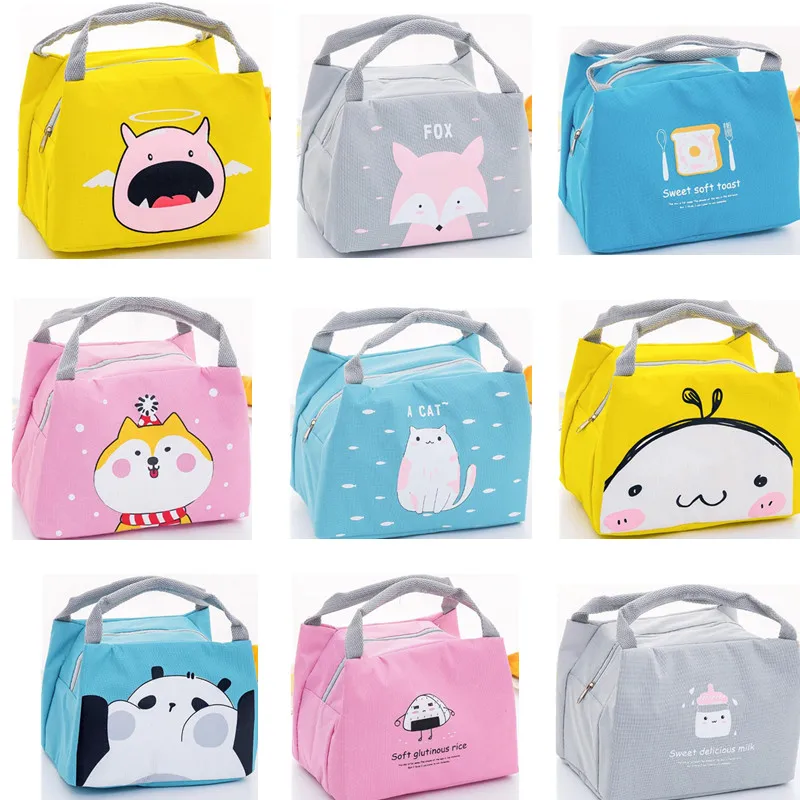 Милый мультяшный Ланч бокс сумка для женщин с изолированным рисунком животных