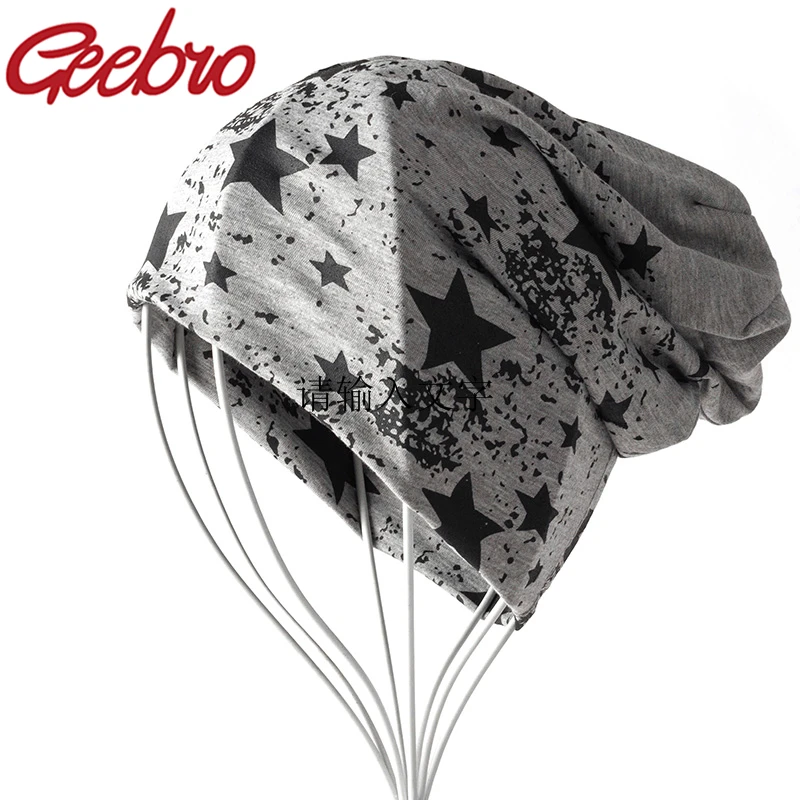 

Geebro Adult Hip Hop Skullies Caps Women Unisex Star Beanies Casual Soft Print Hats Knitted Men Fashion Gorros Bonnet Wholesale