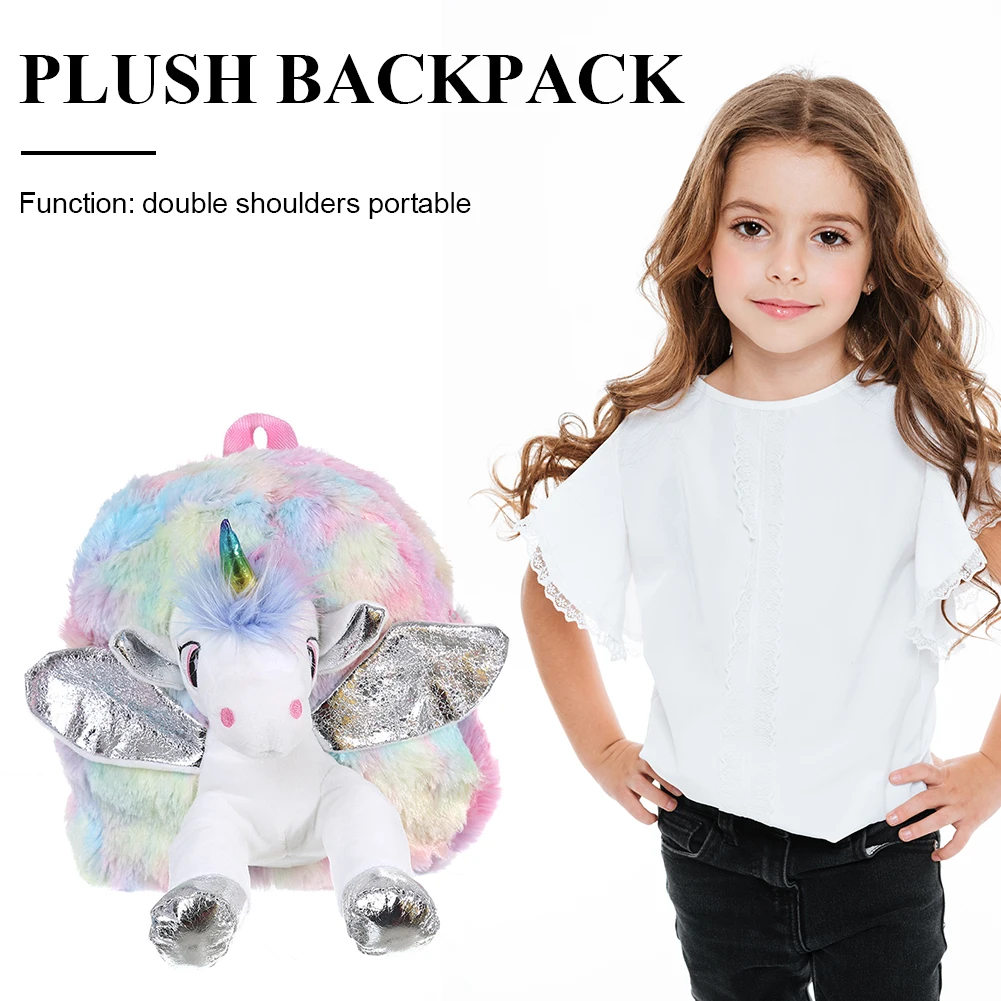 

Модный Детский плюшевый рюкзак с единорогом, Рогом, лошадью, милым мультяшным рисунком для детского сада и школы, маленькие сумки, Детские Н...