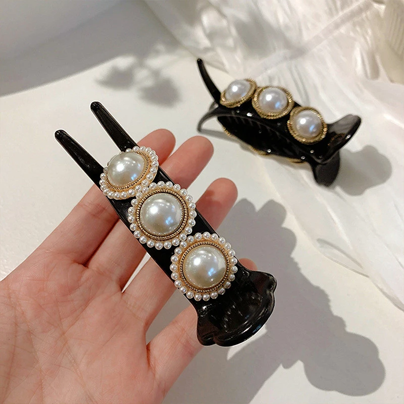 

Imitation Pearls Hair Claw Clip For Women Head Fixed Hair Styling Tools Hairpin Accessories Grab Clip Jewelry Hair Ornaments