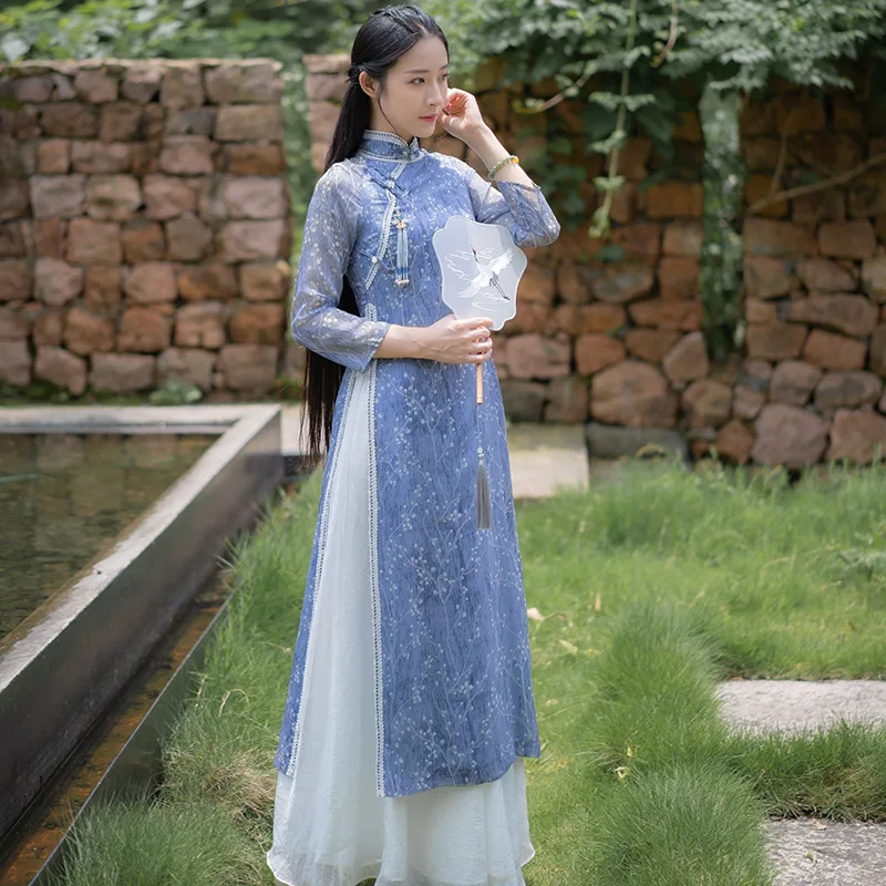 Современная китайская традиционная одежда hanfu Улучшенная юбка литературное