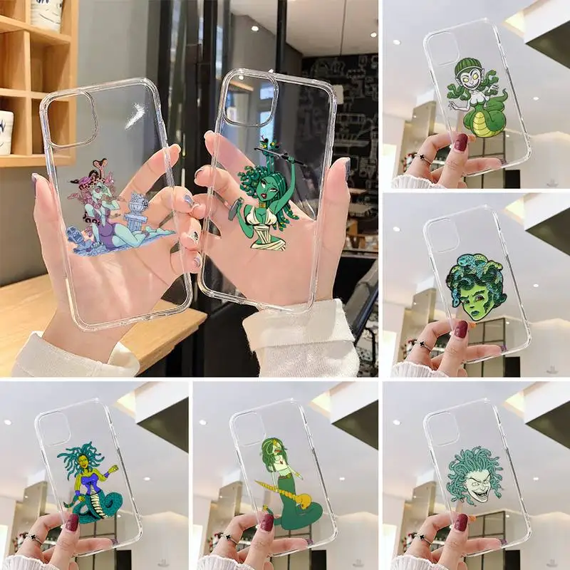 

Snake head of horror Medusa Phone Case Transparent for iPhone 7 8 11 12 s mini pro X XS XR MAX Plus cover funda shell coque