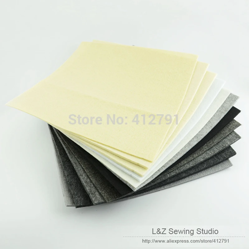 free shipping 11 PCS white black series 30CMX30CM 2MM 4MM 5MM thick Polyester felt fabric pack pre cut nonwoven DIY Craft Cloth|craft you|craft