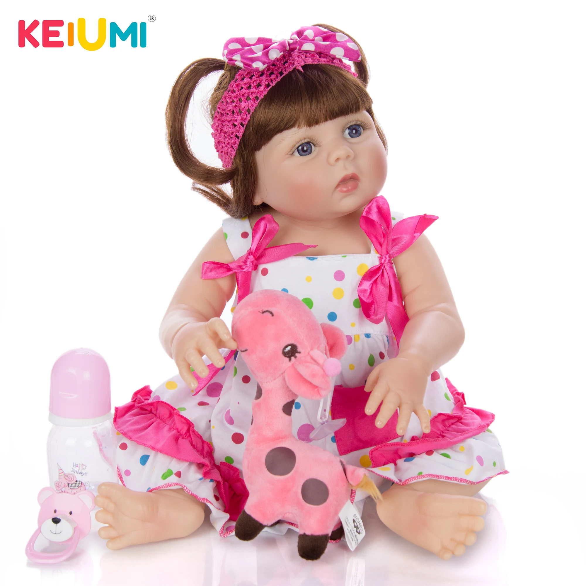 

KEIUMI Cute Silicone Vinyl Reborn Baby Dolls 57 cm Lifelike Reborn Girl Menina Dolls Play game Toys For Children Birthday Gifts