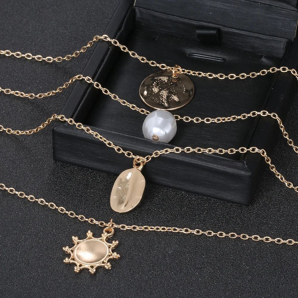 4 шт./компл. винтажное ожерелье в виде ракушки от солнца для женщин модное золотое