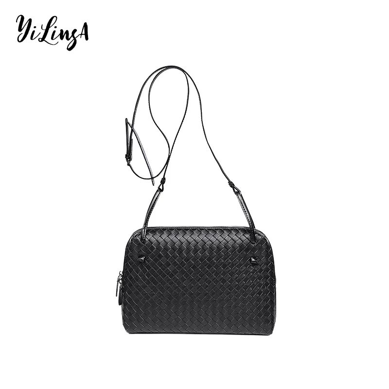 2021 new leather womens shoulder bag luxury brand fashion woven bag simple shell bag high quality messenger bag 100 sheepskin free global shipping