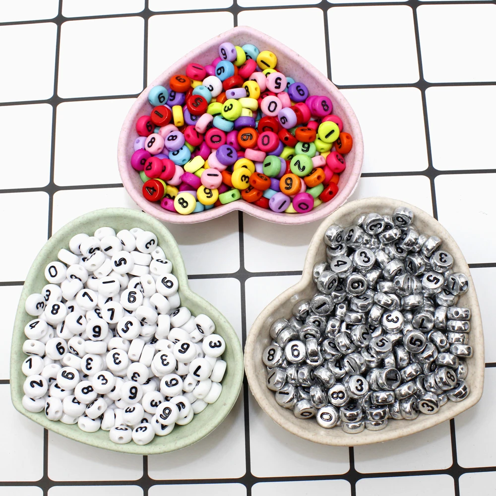Акриловые бусины с цифрами 6 стилей 200 шт. 7 мм круглые разделители для шармов DIY
