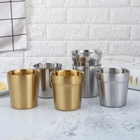 korean style 304 stainless steel double layer golden water cup barbecue restaurant beer cup coffee cup beverage cup dining cup