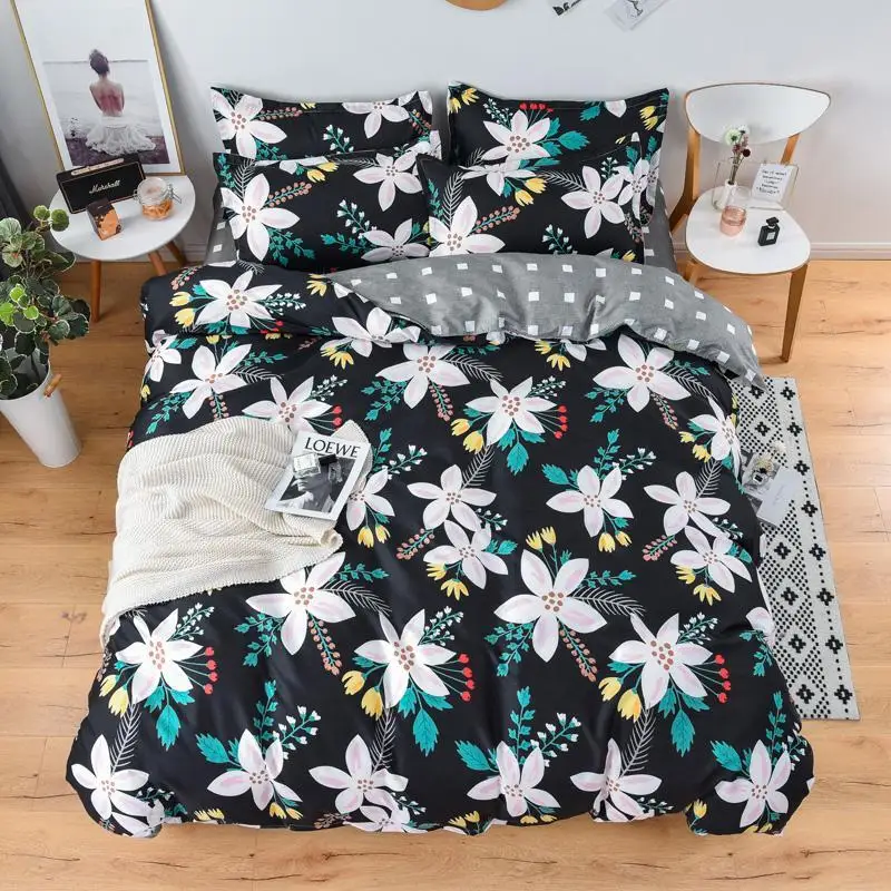 

New bed linen Bedding Set black Cow Curve Duvet Cover Flat Sheet Pillowcase Quilt Cover Bed Set Full Queen King 4pcs bed set