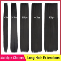shangke synthetic long straight clip in hair extensions false hair straight black hairpiece for women heat resistant fiber